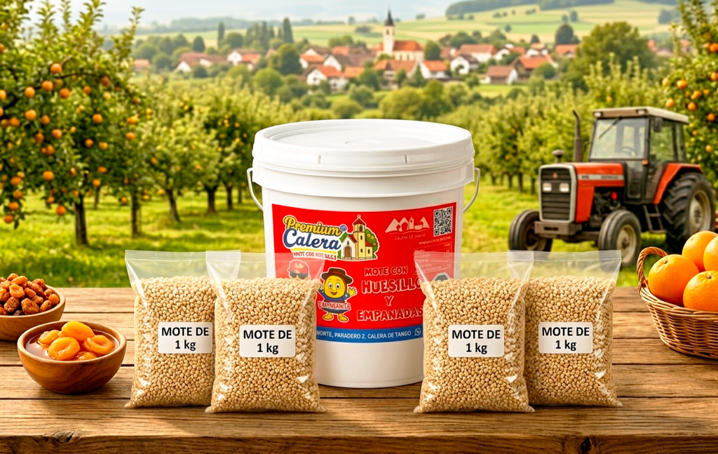 Mote con Huesillo Premium 10 Litros Bidón Recargable + 4kg de Mote
